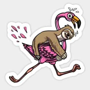 Sloth Riding Flamingo Bird Sticker